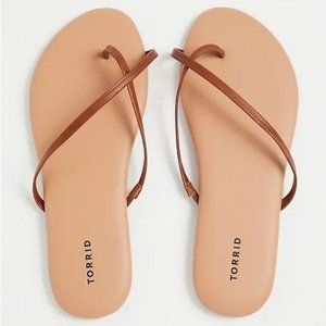 Torrid COGNAC FAUX LEATHER CRISSCROSS FLP FLOP